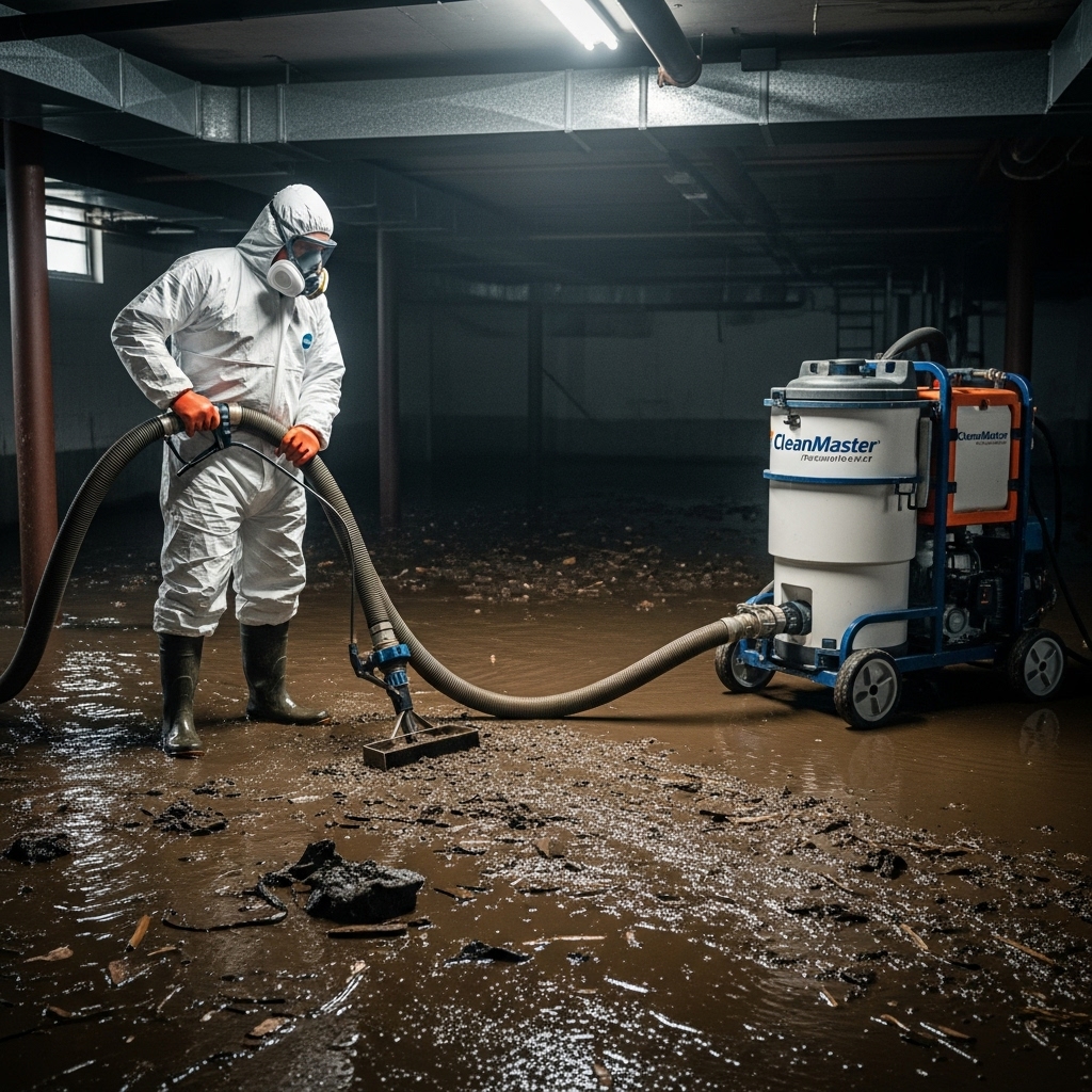 clean freak cleaning flooded floor